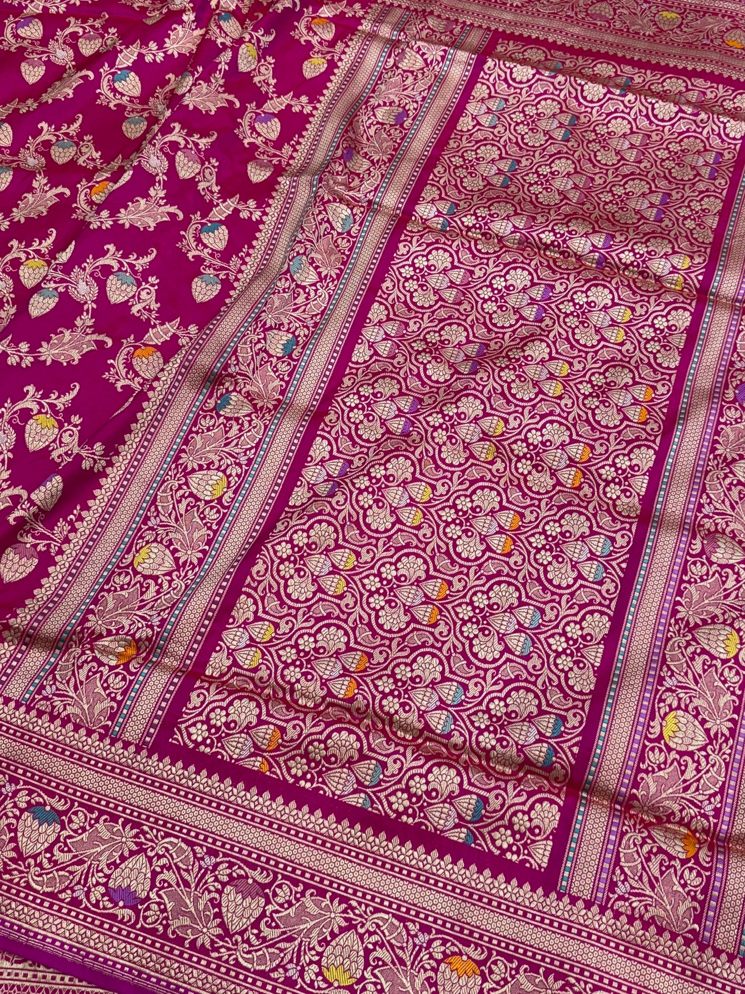Rani Pink Handwoven Pure Banarasi Silk Saree