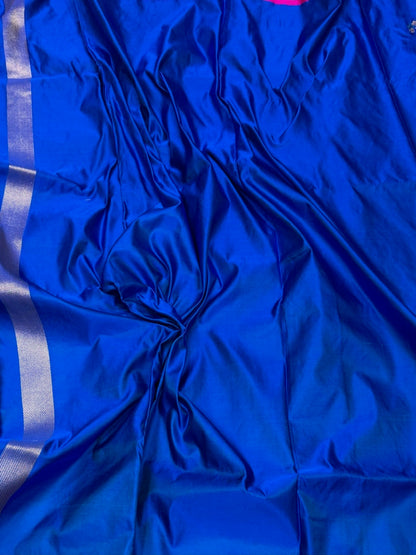 Royal Blue Handwoven Pure Banarasi Satin Silk Saree