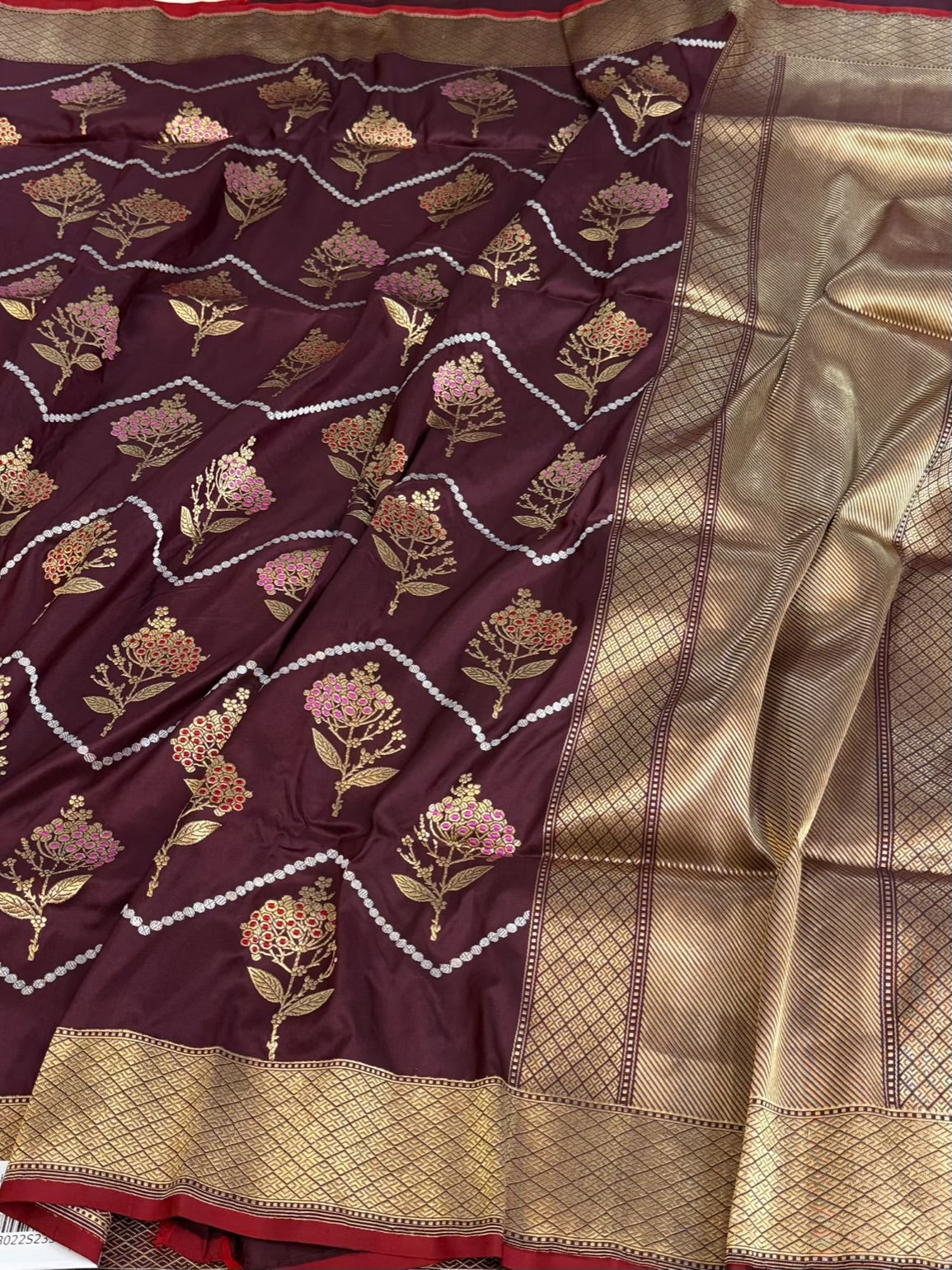 Wine Handwoven Pure Banarasi Katan Silk Saree