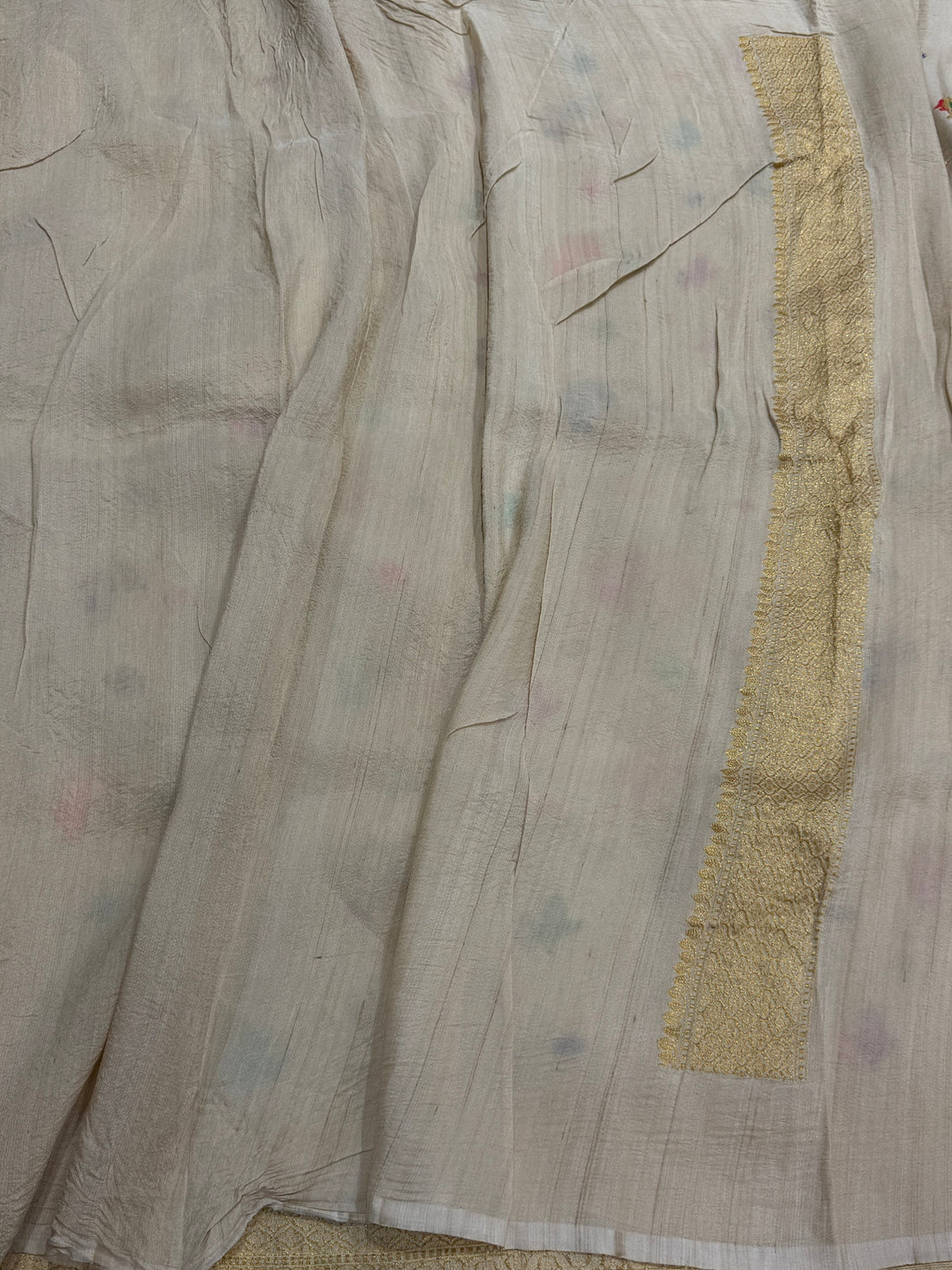 Ivory Handwoven Pure Tussar Georgette Saree