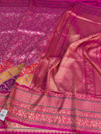 Rani Pink Handwoven Banarasi Pure Katan Silk Saree