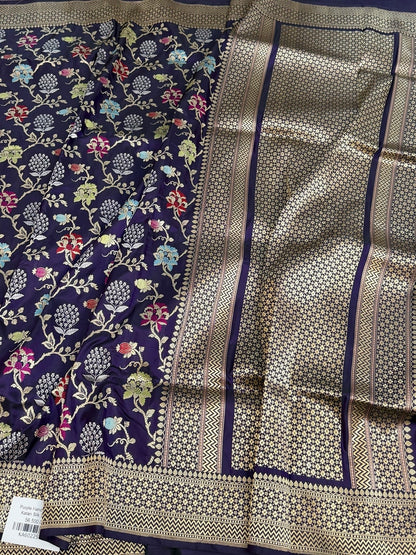 Purple Handwoven Pure Banarasi Silk Saree