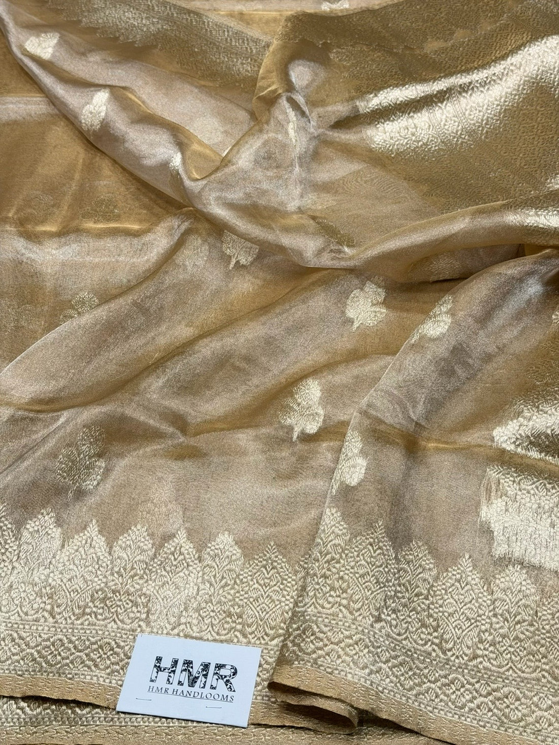 Champagne Gold Handwoven Pure Banarasi Tissue Saree