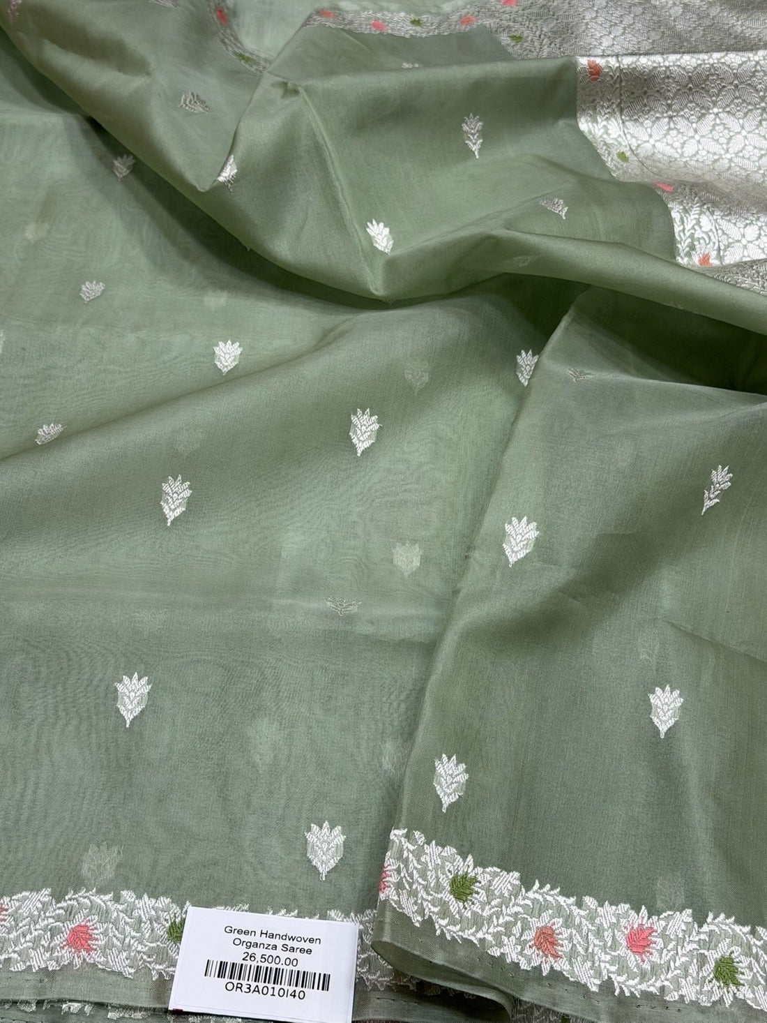 Pista Green Handwoven Pure Banarasi Organza Silk Saree