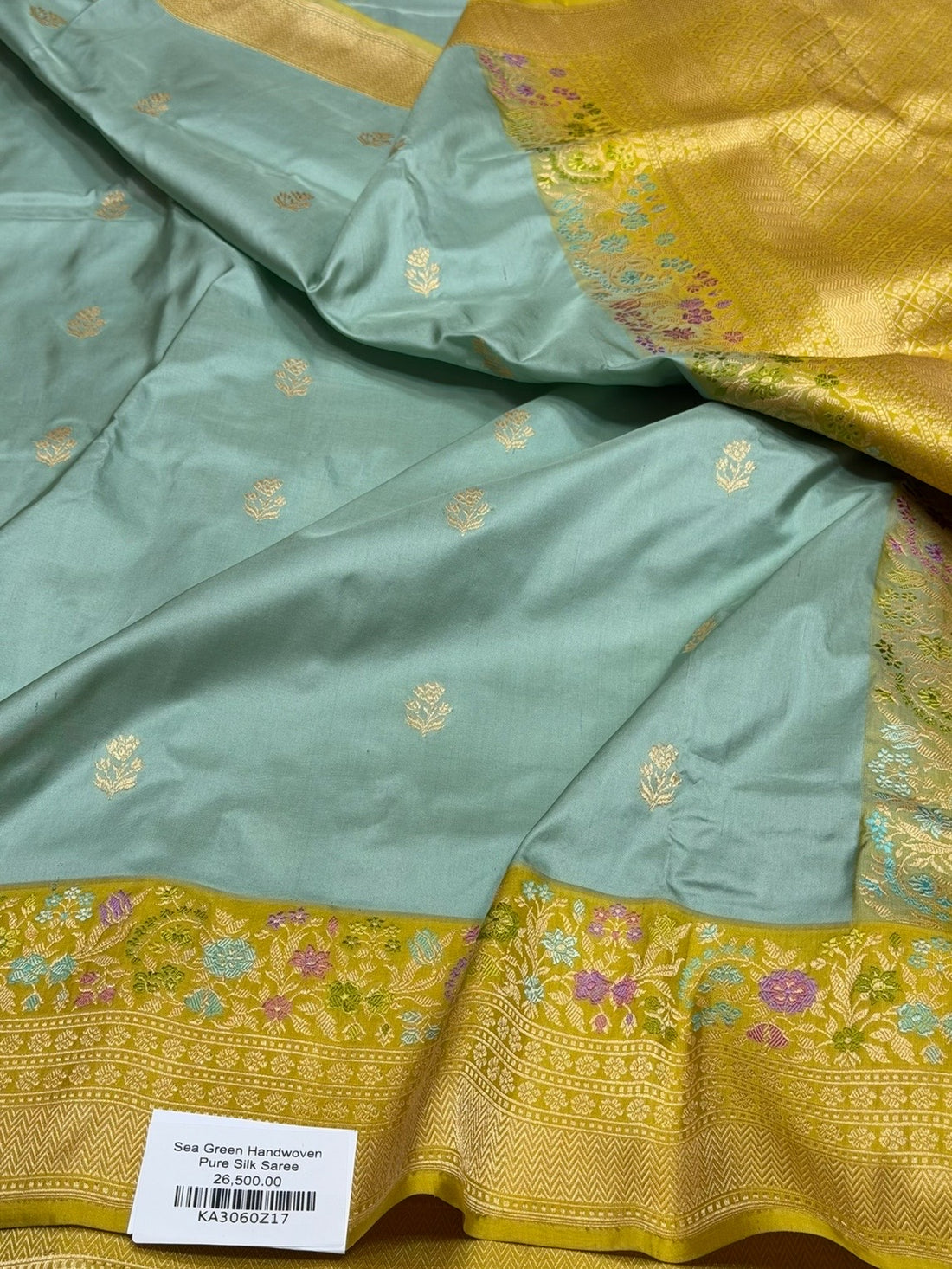 Sea Green Handwoven Pure Banarasi Katan Silk Saree