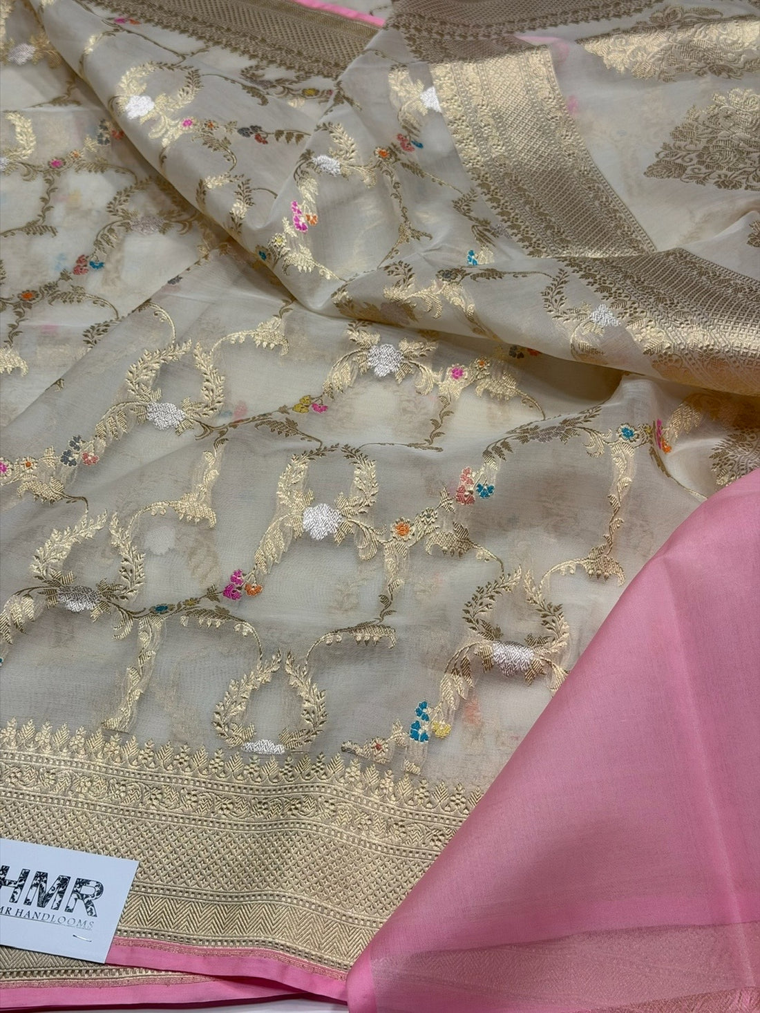 Ivory Handwoven Pure Organza Silk Saree