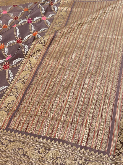 Mauve Handwoven Pure Banarasi Silk Saree