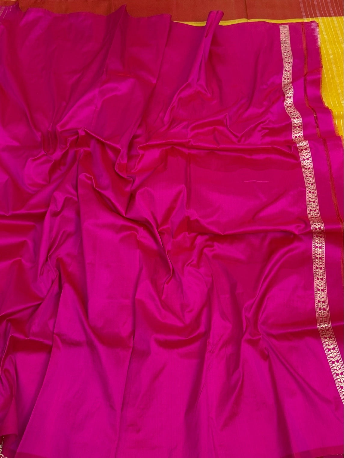Yellow Handwoven Pure Organza Silk Saree