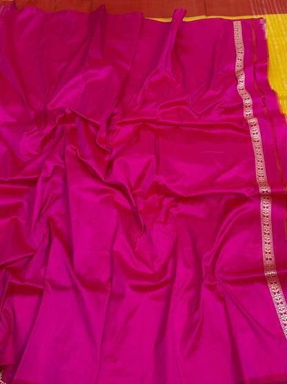 Yellow Handwoven Pure Organza Silk Saree