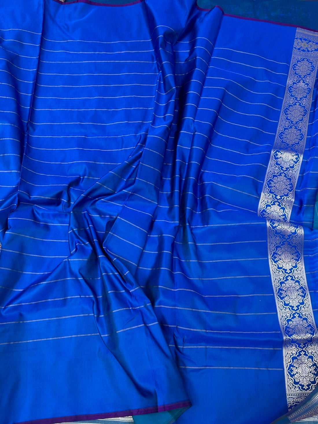 Royal Blue Handwoven Pure Banarasi Satin Silk Saree