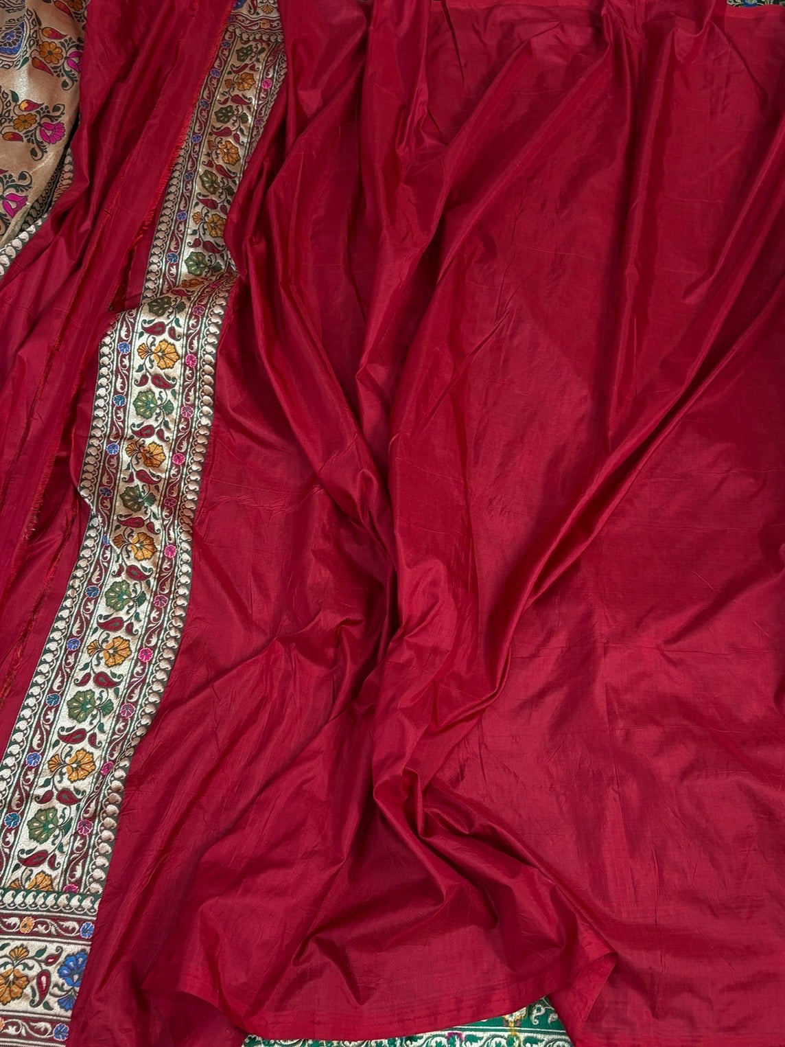 Red Banarasi Gharchola Pure Katan Silk Saree