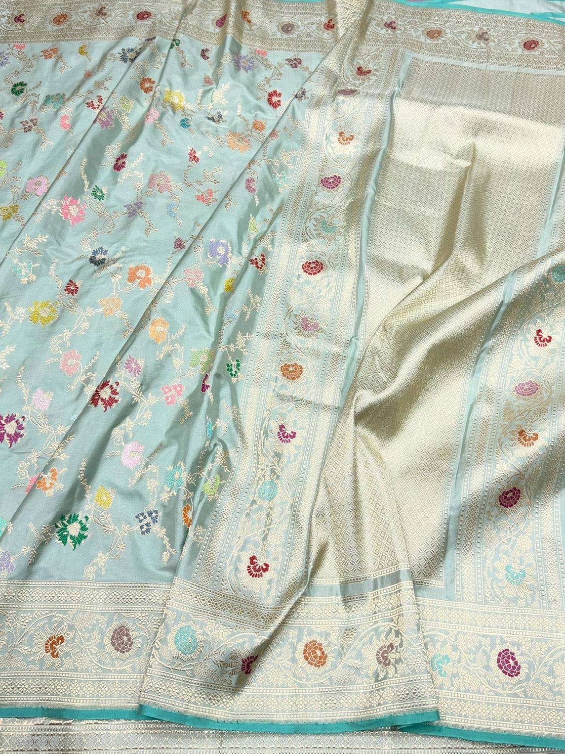 Sage Green Handwoven Pure Banarasi Silk Saree