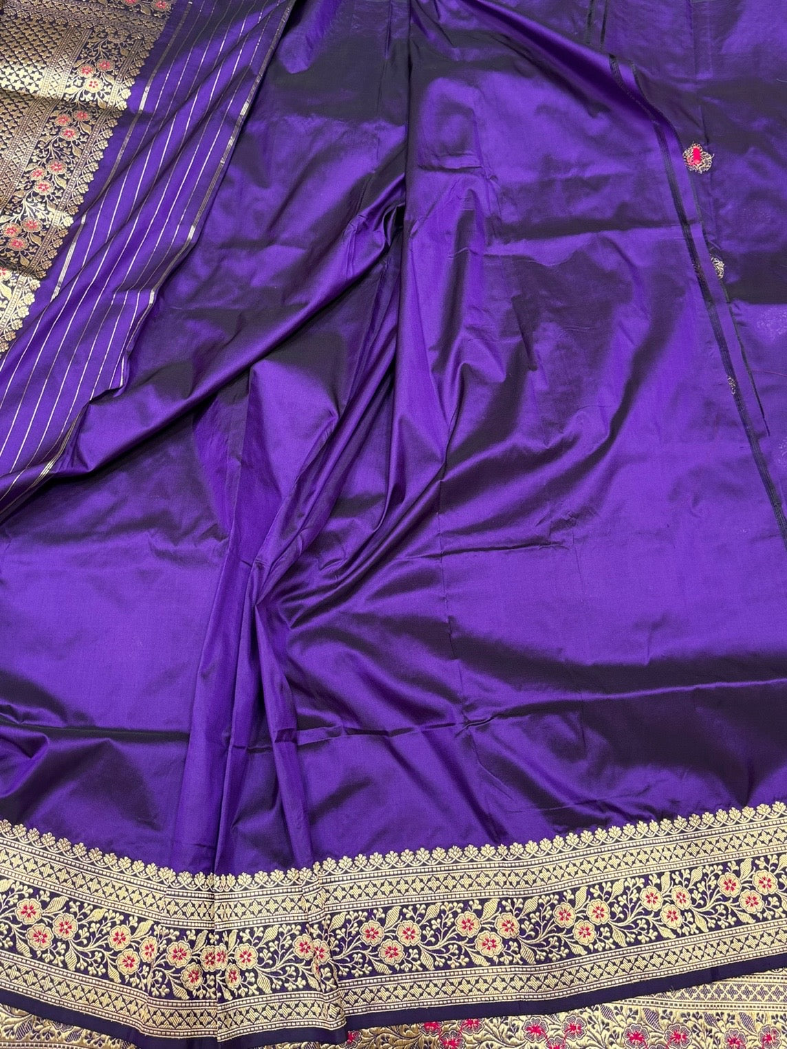 Handwoven Vintage Pure Banarasi Silk Saree – Kadwa Weave in 100% Katan Mulberry Silk