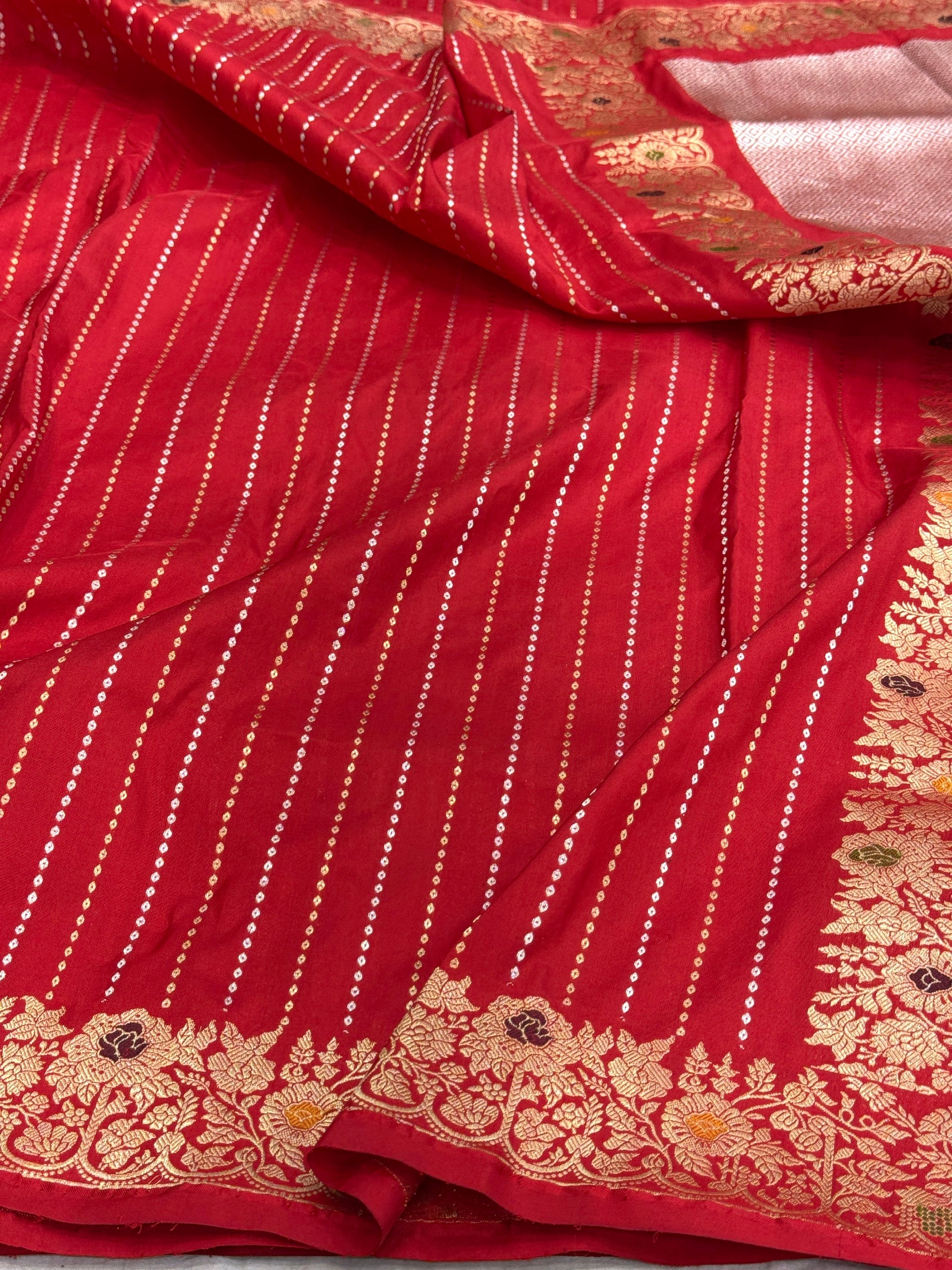 Handwoven Pure Banarasi Silk Saree – Kadwa Weave in 100% Katan Mulberry Silk