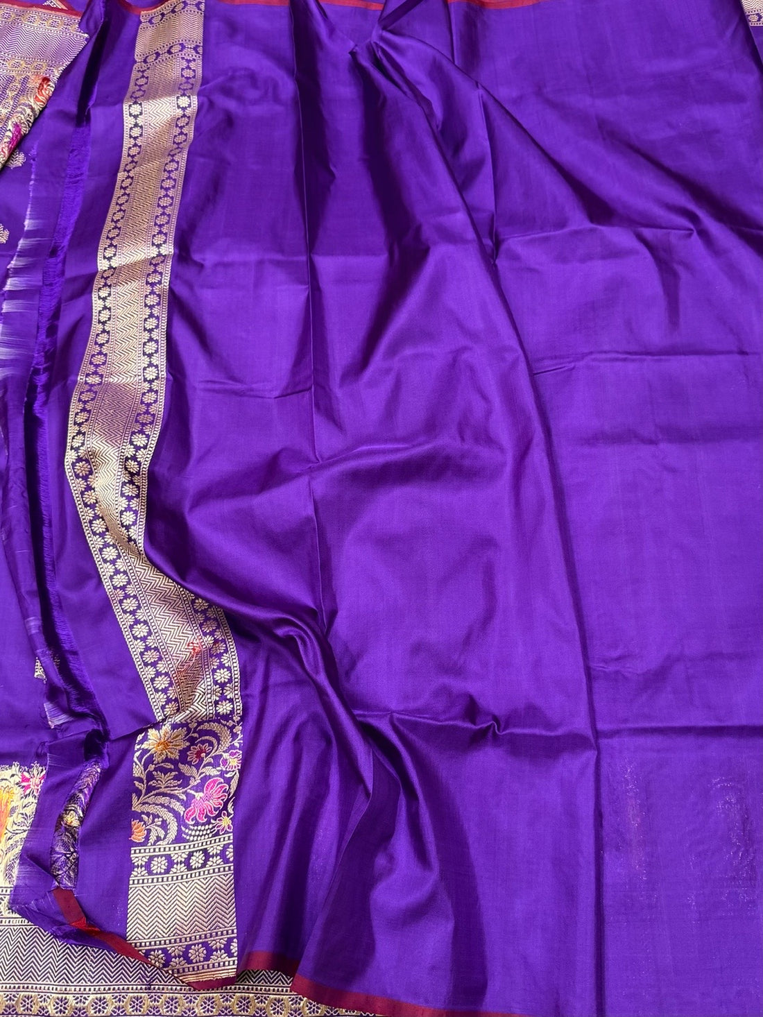 Purple Handwoven Pure Banarasi Silk Saree