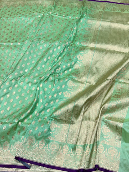 Banarasi Silk Saree in Cutwork Weave – Katan Silk Elegance