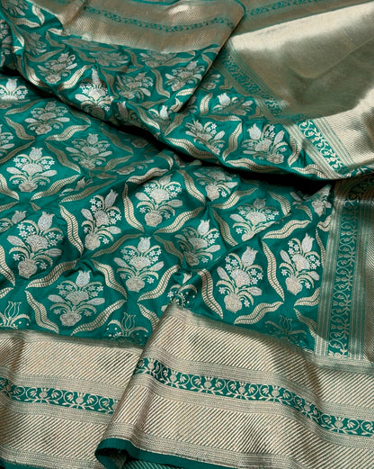 Sea Green Handwoven Pure Banarasi Silk Saree