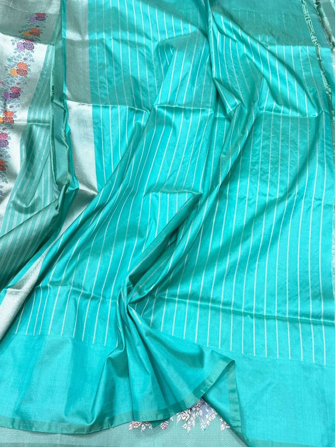 Powder Blue Handwoven Pure Banarasi Silk Saree