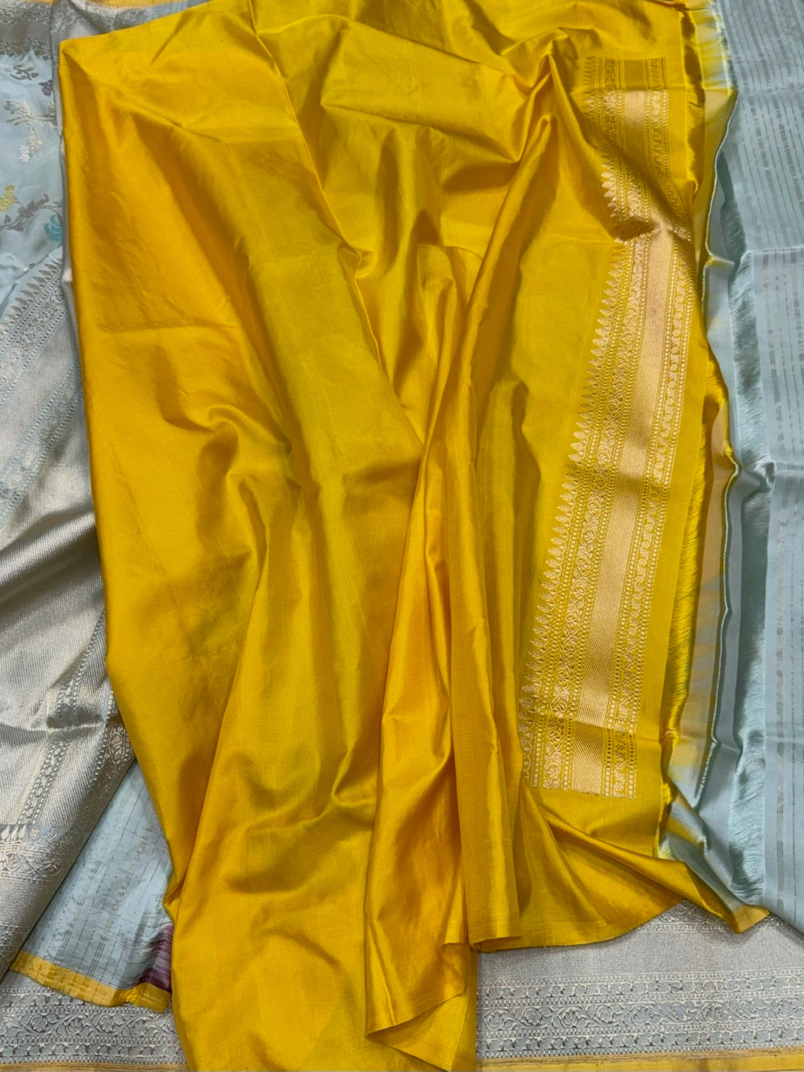 Powder Blue Handwoven Banarasi Silk Saree