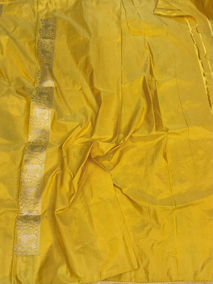 Yellow Handwoven Pure Banarasi Katan Silk Saree