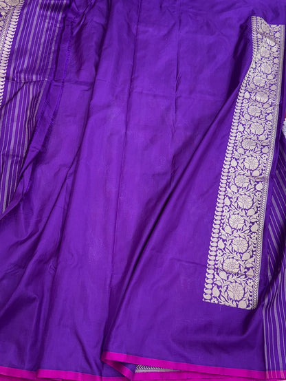 Purple Handwoven Pure Banarasi Rangkaat Silk Saree