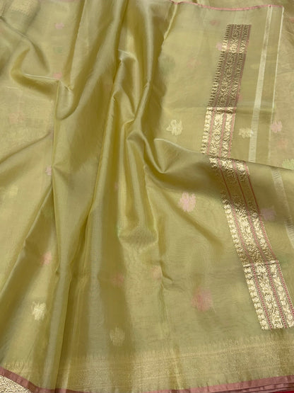 Pista Green Handwoven Pure Organza Silk Saree