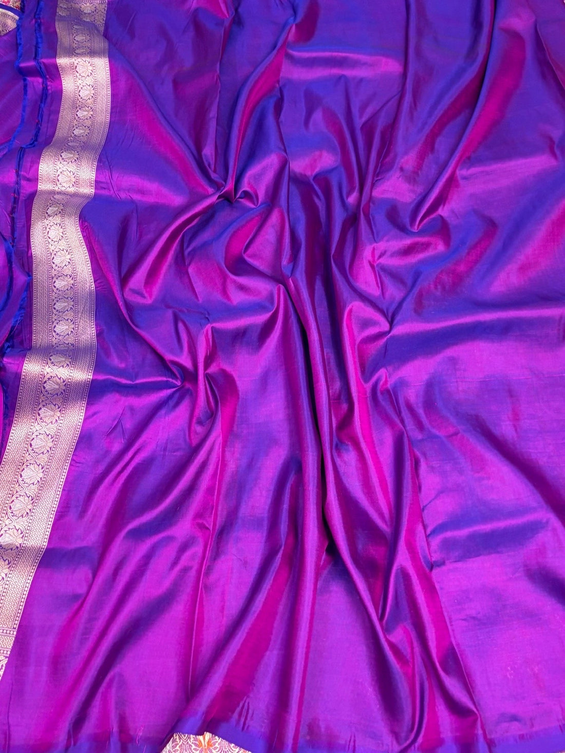 Purple Minakari Banarasi Pure Katan Silk Saree