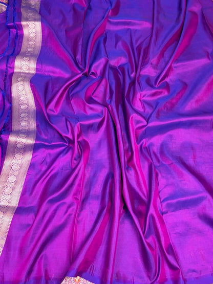 Purple Minakari Banarasi Pure Katan Silk Saree