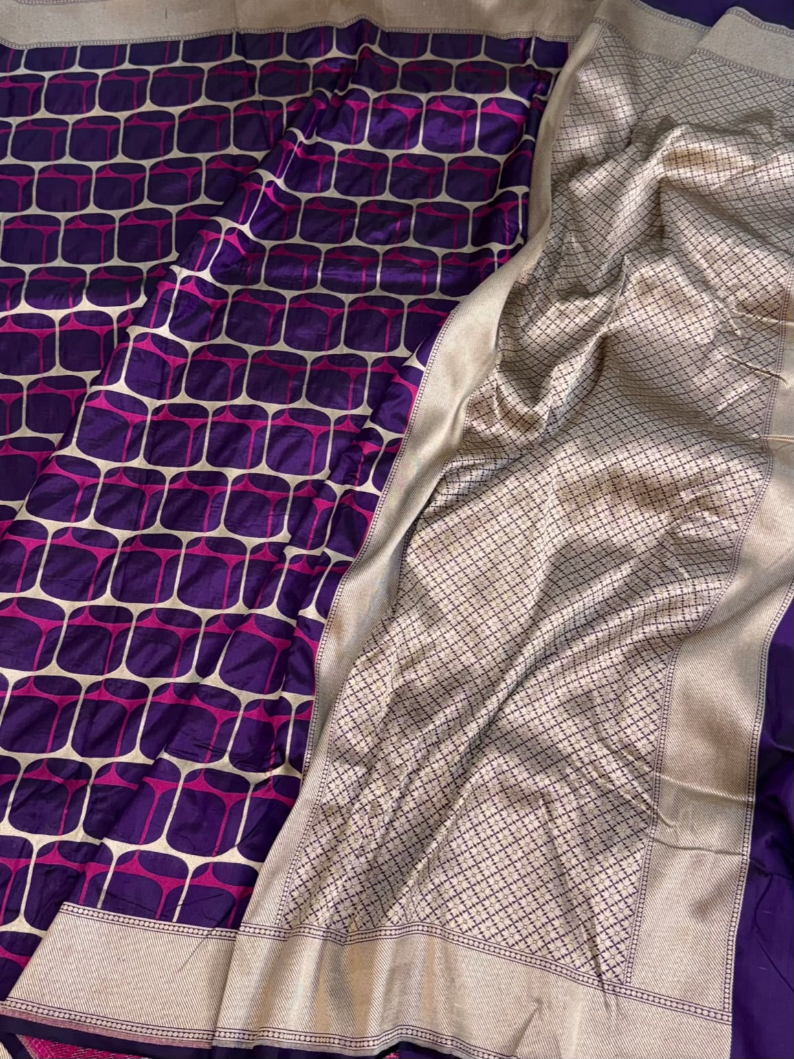 Purple Minakari Banarasi Pure Katan Silk Saree