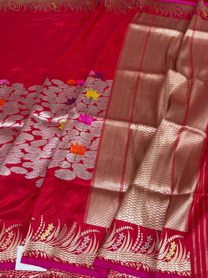 Red Handwoven Pure Banarasi Silk Saree