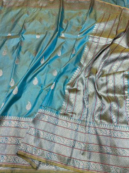 Sea Green Handwoven Pure Banarasi Ektara Silk Saree