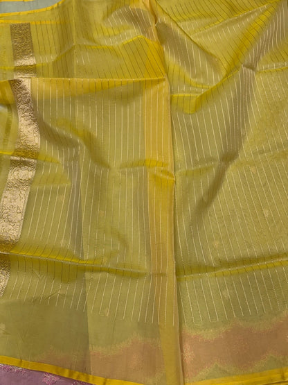 Pista Green Handwoven Banarasi Pure Organza Silk Saree