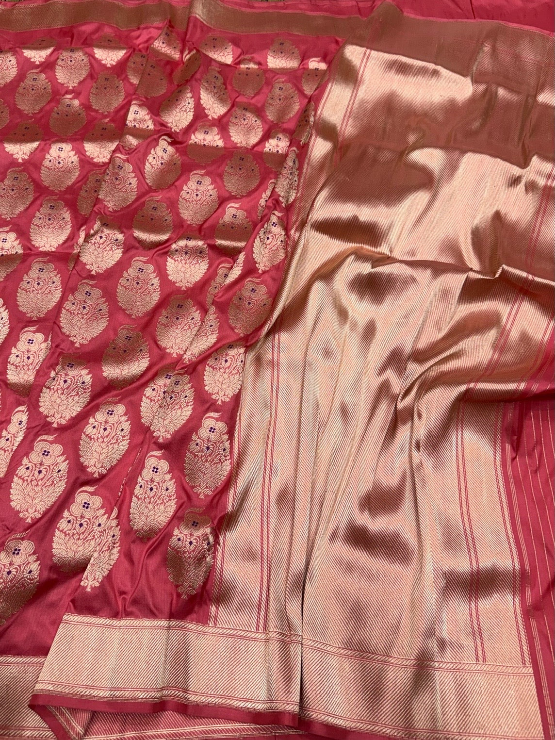 Peach Handwoven Pure Banarasi Silk Saree