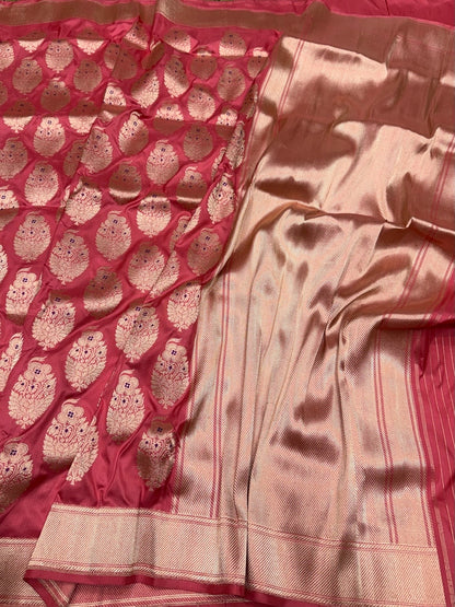 Peach Handwoven Pure Banarasi Silk Saree