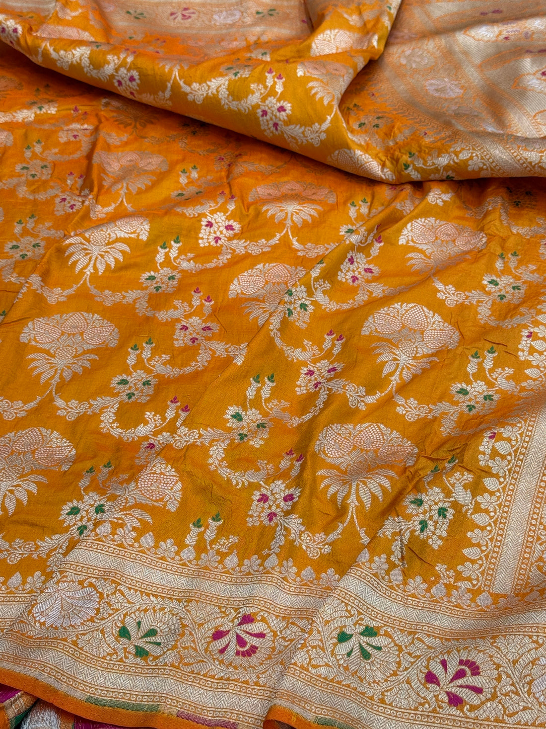 Orange Minakari Pure Banarasi Silk Saree