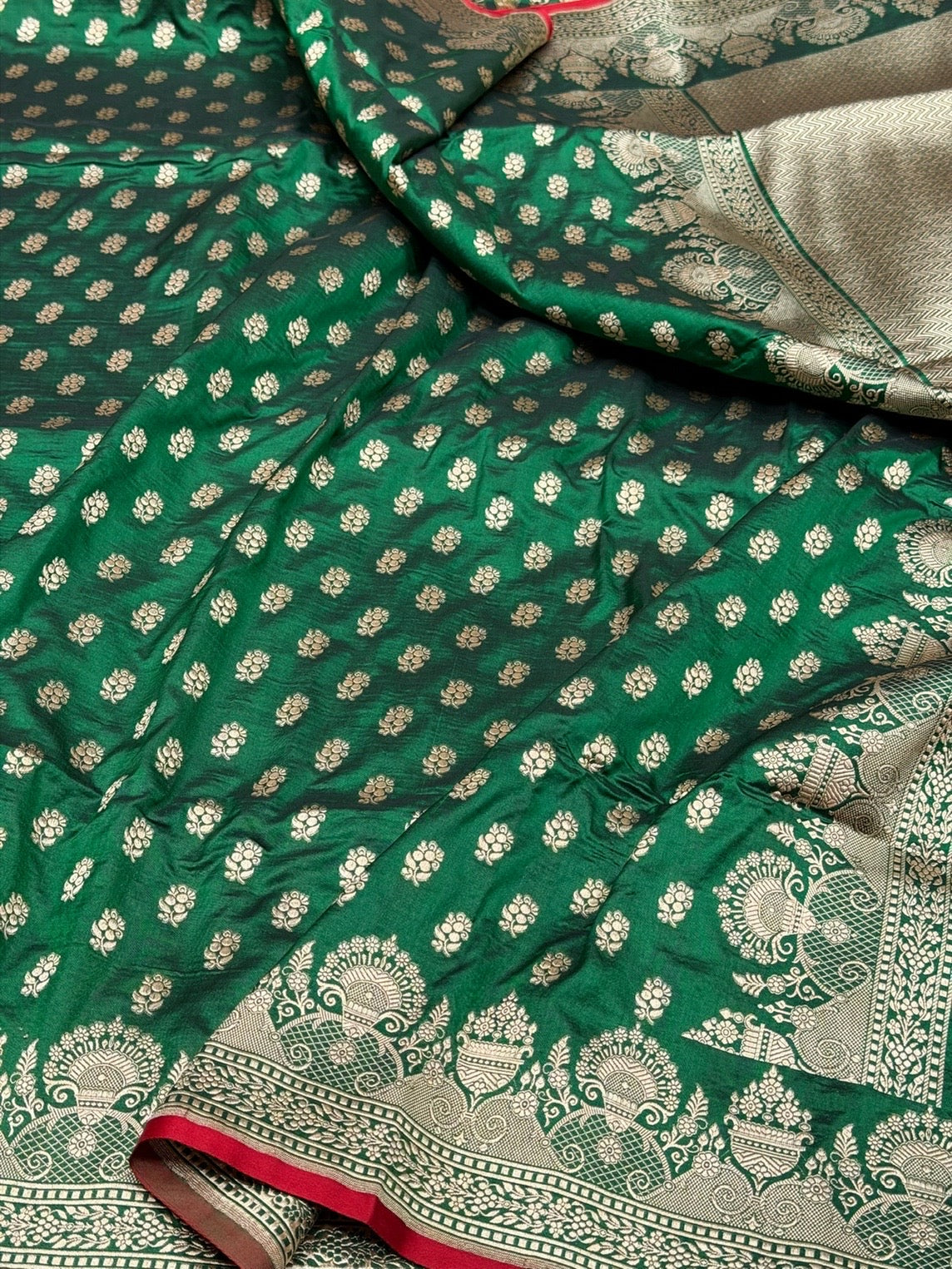 Banarasi Silk Saree in Cutwork Weave – Katan Silk Elegance