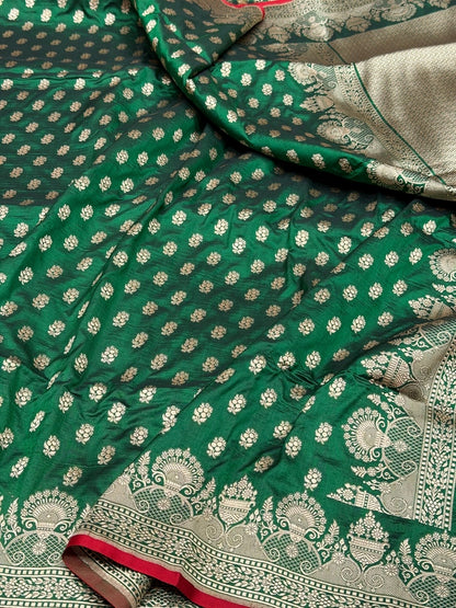 Banarasi Silk Saree in Cutwork Weave – Katan Silk Elegance