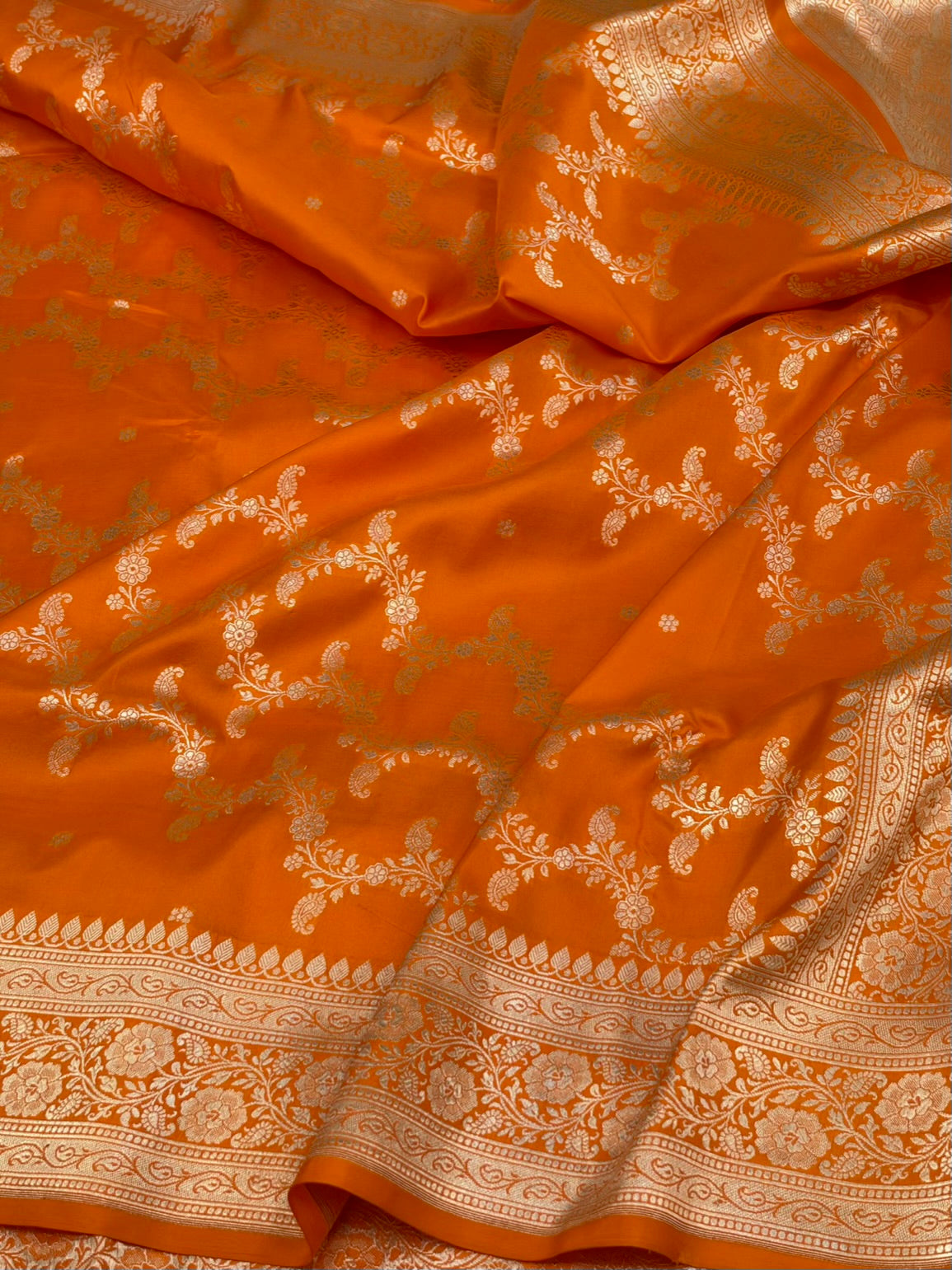 Orange Pure Banarasi  Katan Silk Saree