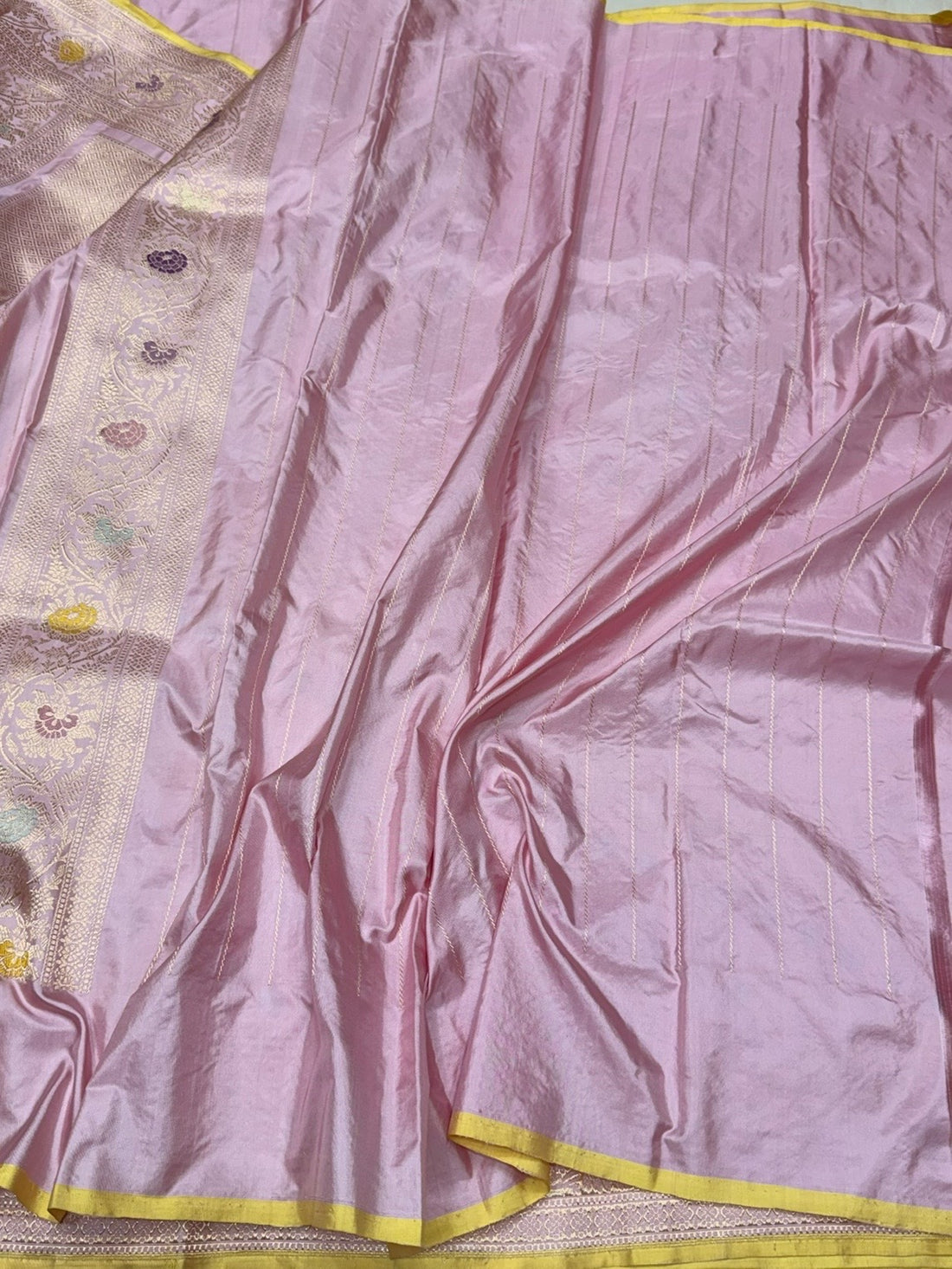 Lilac Handwoven Pure Banarasi Silk Saree – Kadwa Weave | Authentic Katan Mulberry Silk