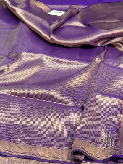 Purple Handwoven Pure Banarasi Brocade Saree