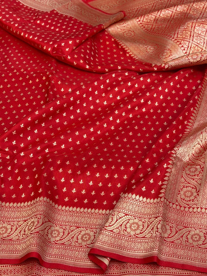 Red Banarasi Pure Katan Silk Saree