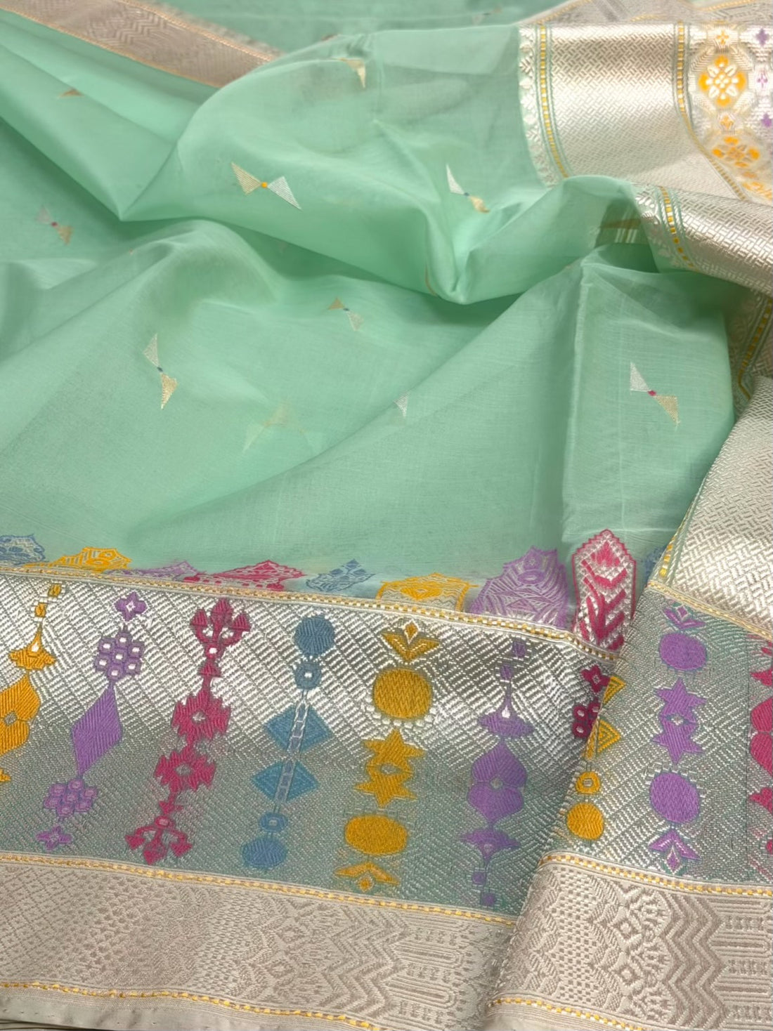 Sea Green Handwoven Pure Banarasi Organza Silk Saree