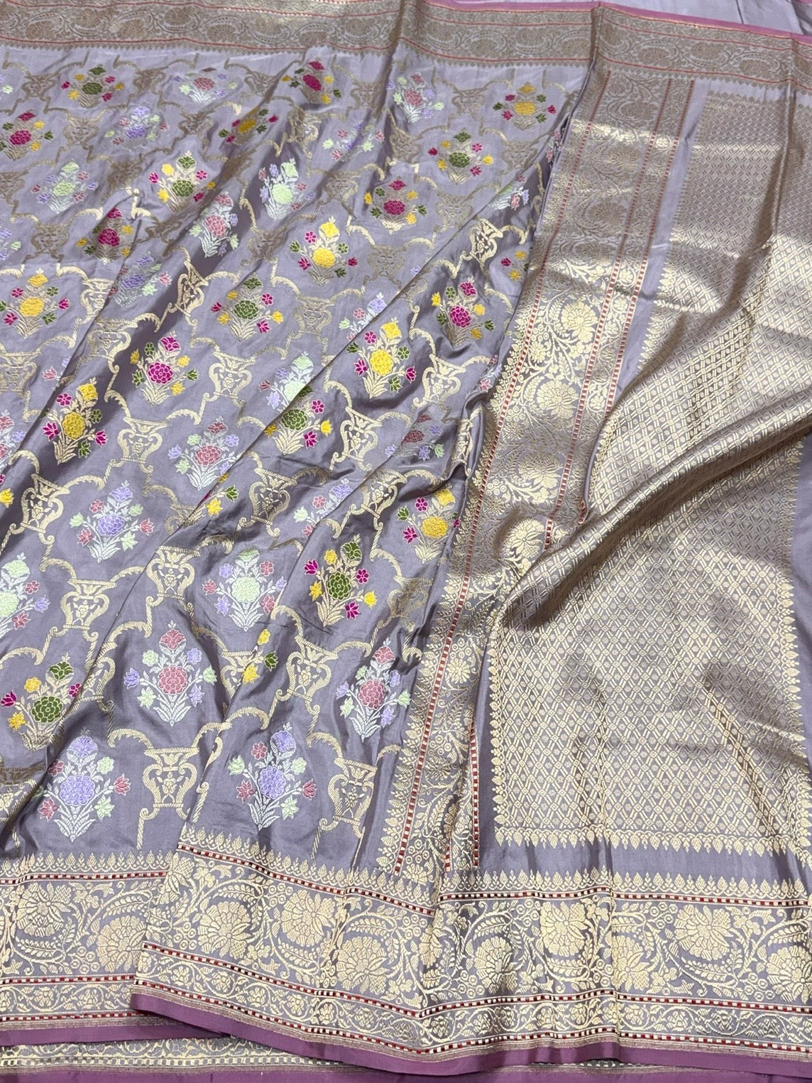Mauve Handwoven Pure Banarasi Silk Saree – Luxury Kadwa Handloom Wedding &amp; Festive Saree