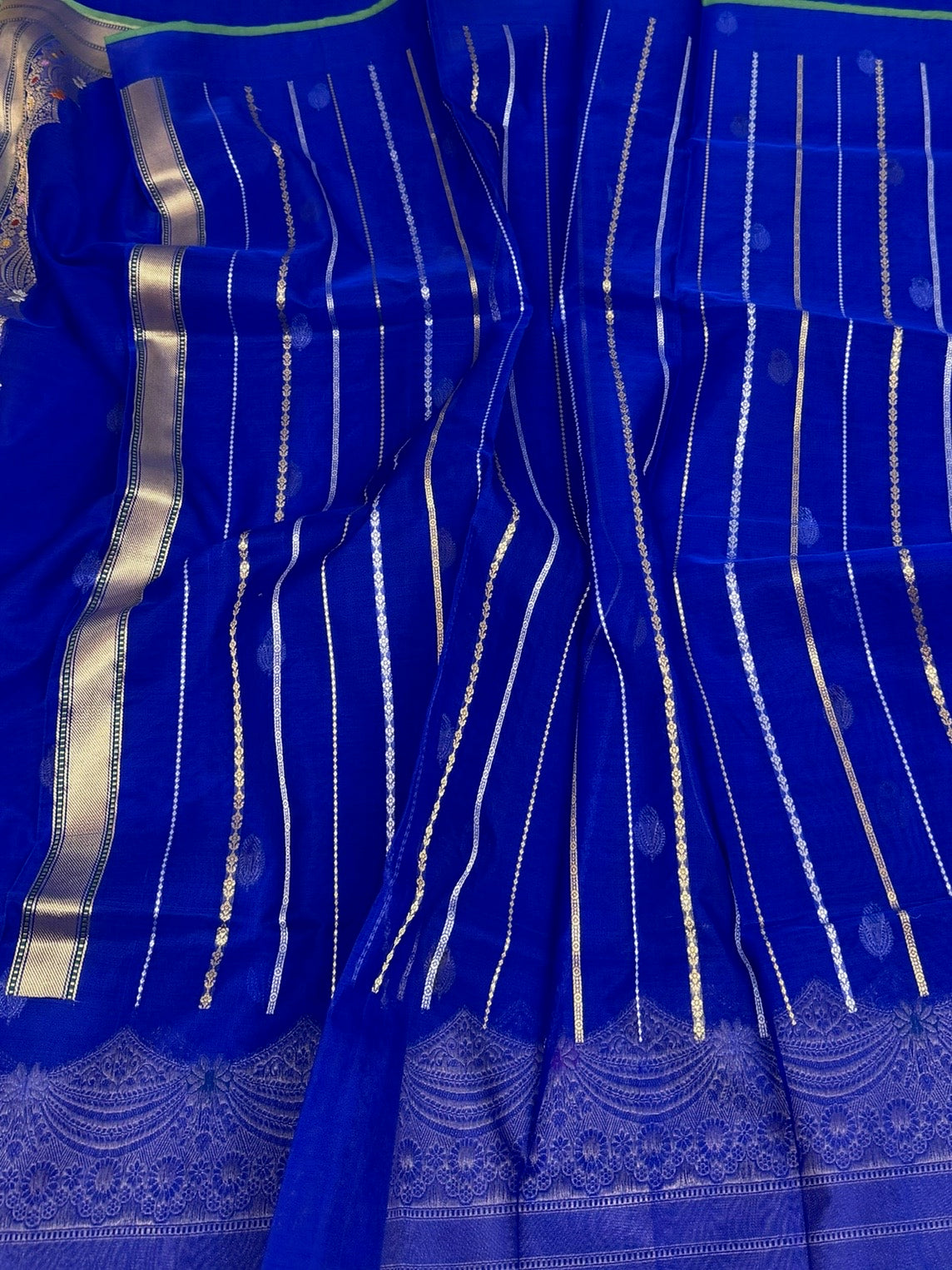 Royal Blue  Handwoven Pure Banarasi Organza Silk Saree