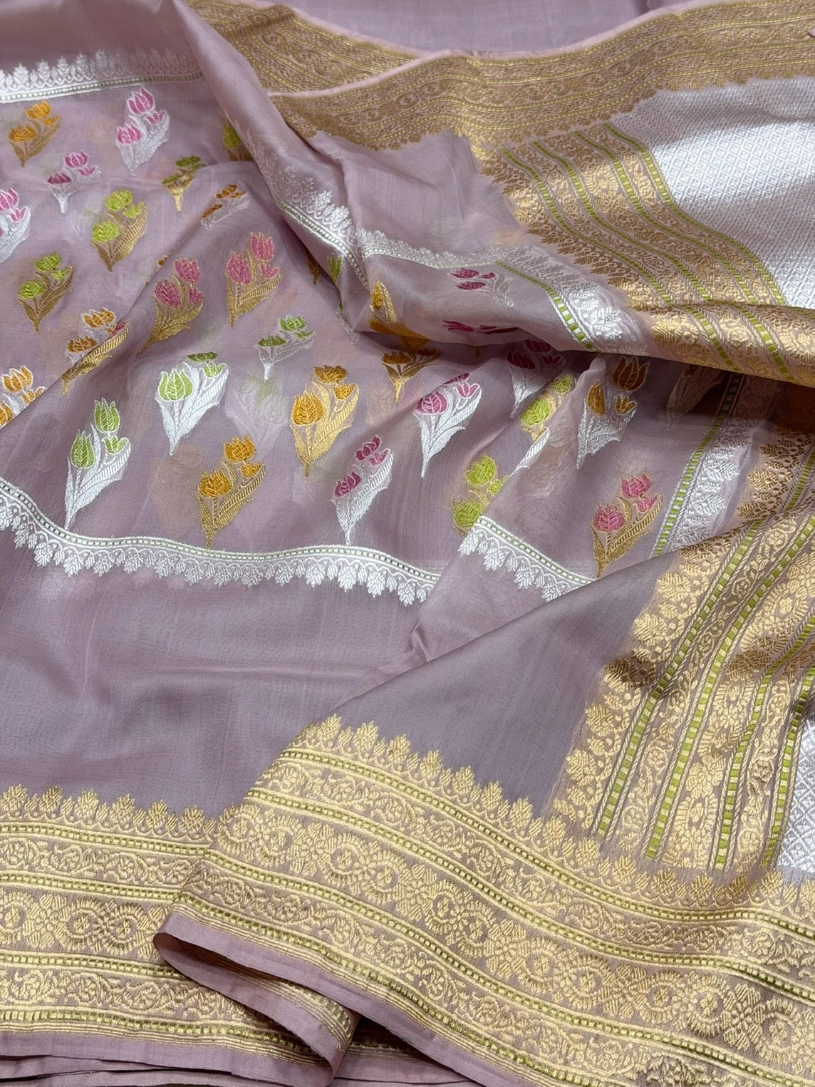 Mauve Handwoven Pure Organza Silk Saree