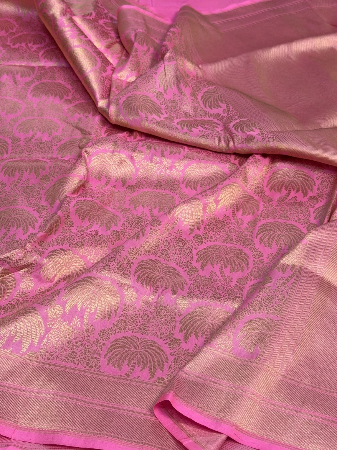 Baby Pink Banarasi Pure Silk Brocade Saree