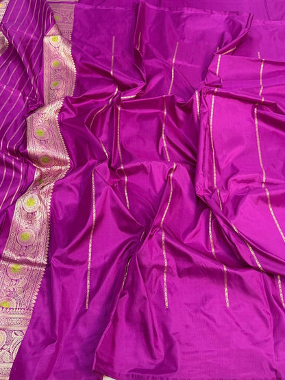 Magenta Pink Handwoven Pure Banarasi Silk Saree