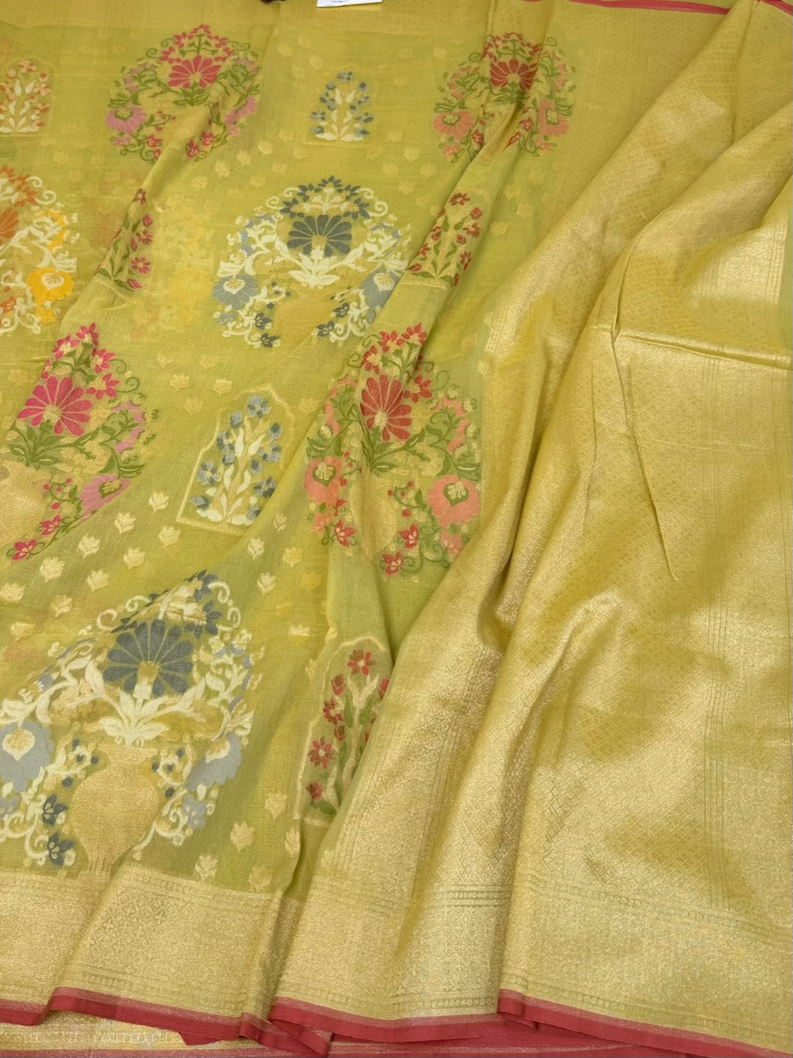 Mehndi Green Pure Muslin Cotton Jamdani Saree