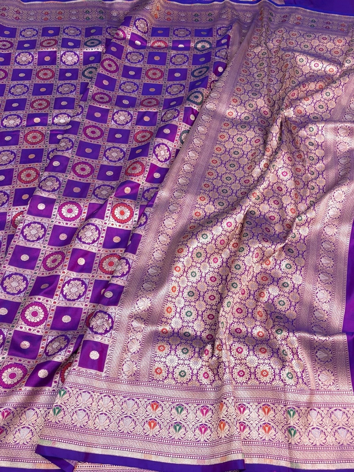 Purple Minakari Banarasi Pure Katan Silk Saree
