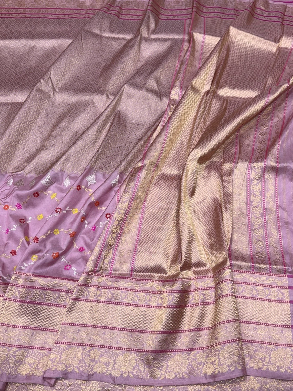 Pastel Pink Handwoven Pure Banarasi Silk Kadwa Saree – 100% Pure Katan Mulberry Silk, Premium Brocade Weave